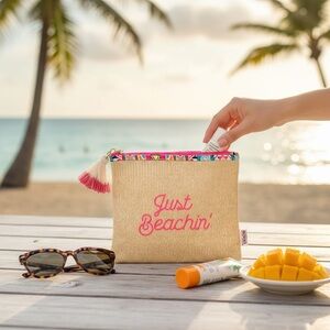 LONDON SOHO NY~”Just Beachin”~Water Resistant Clutch Bag Pouch~Makeup~SKU171